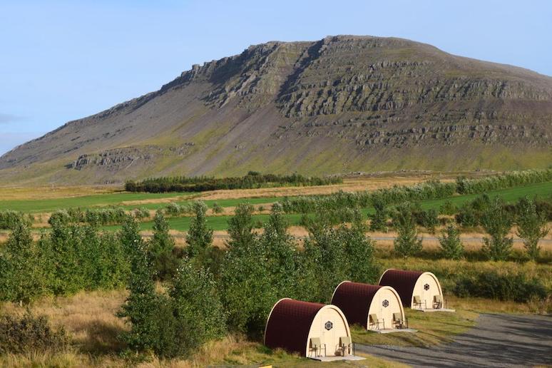 Many campsites in Iceland have cosy camping pods to stay in.