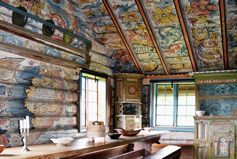 The Heddal Open-air Museum is home to some superb examples of Norwegian rosemarling