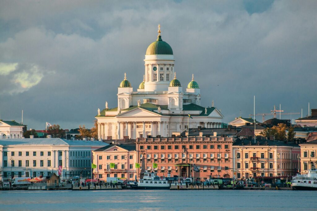grand white church by the sea helsinki