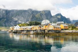 Sakrysøya village. Typical Norwegian village.