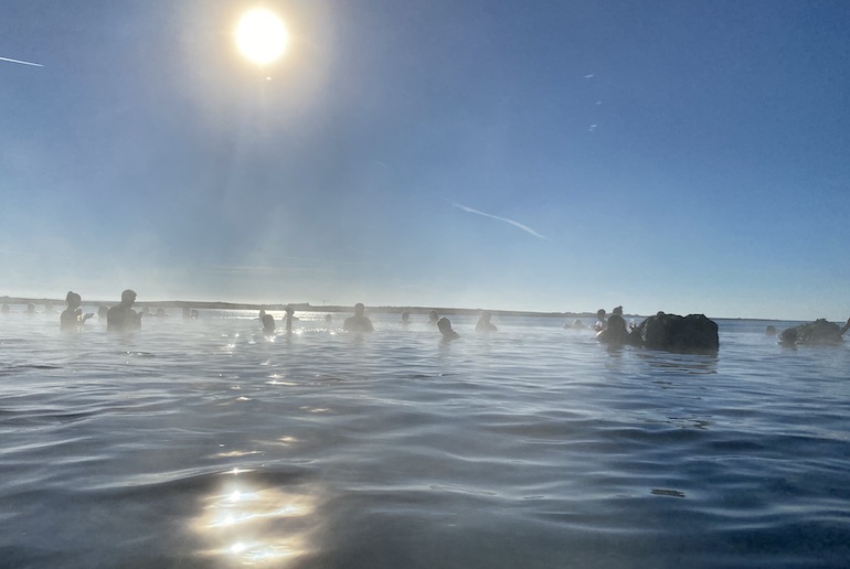 Iceland has thermal pools to warm up in winter