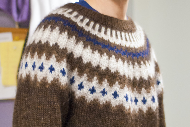 The traditional design of an Icelandic sweater has a patterned yoke.