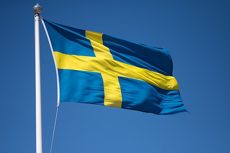 The Swedish flag is a yellow cross on a blue background.