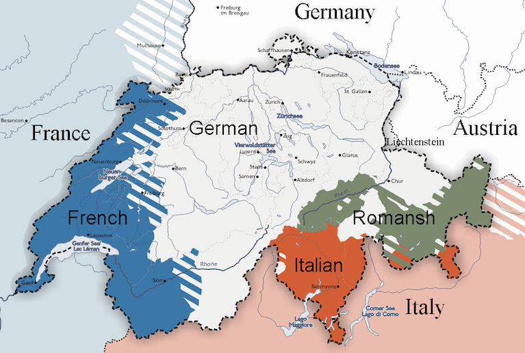 Switzerland has four official languages.