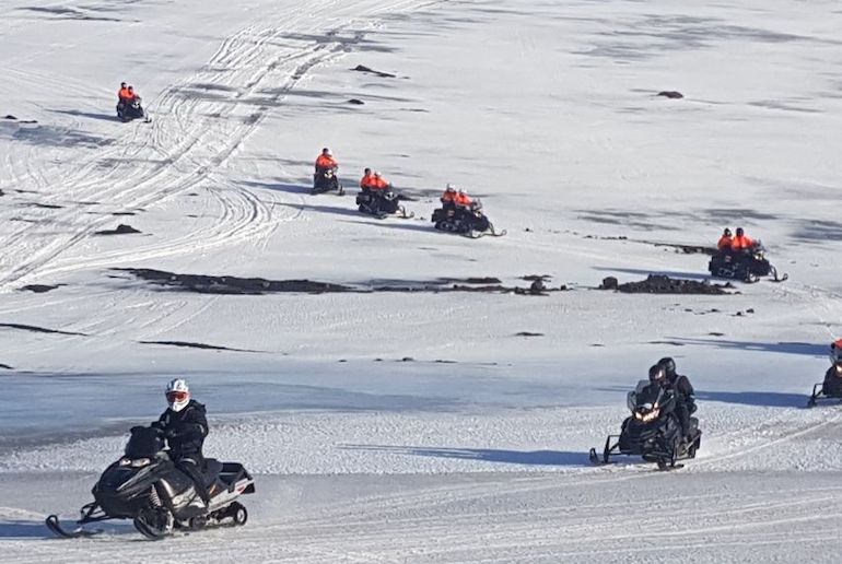 A snowmobile tour is the highlight of any trip to Iceland