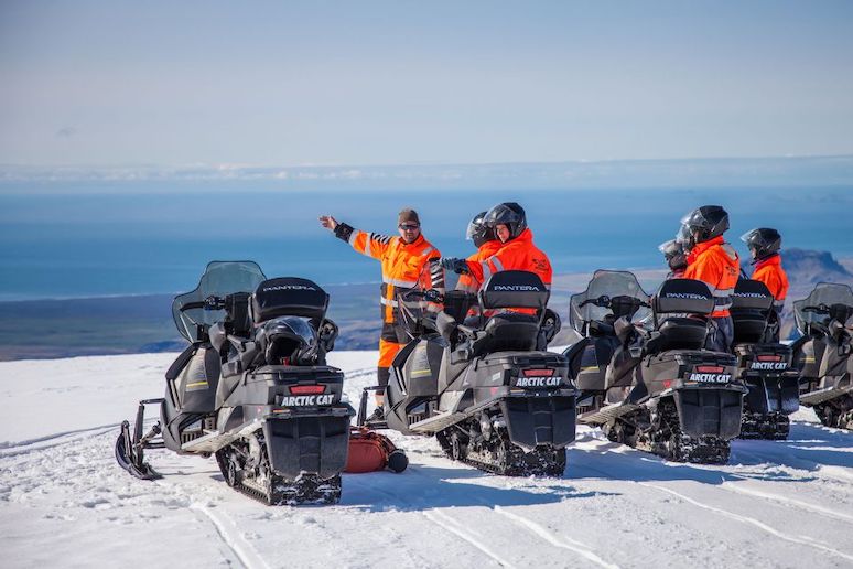 Snowmobile on the Mýrdalsjökull glacier in Iceland