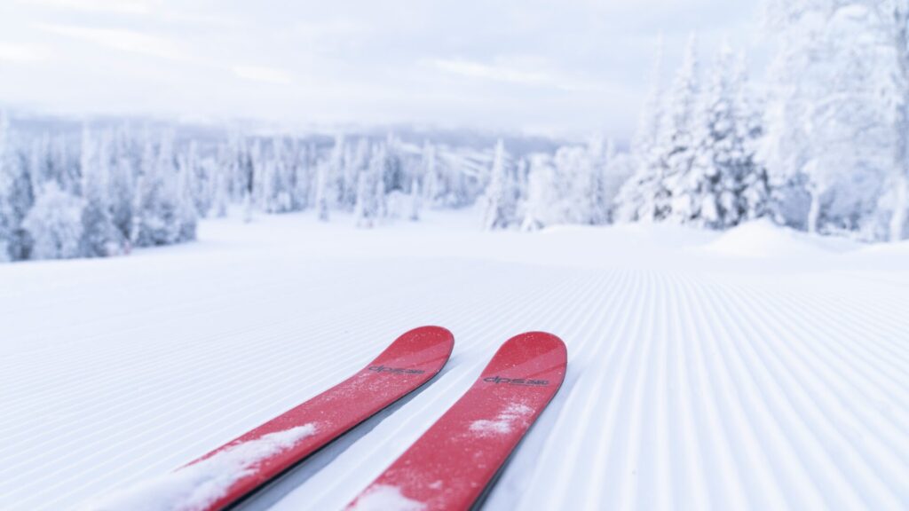 red skis on snow
