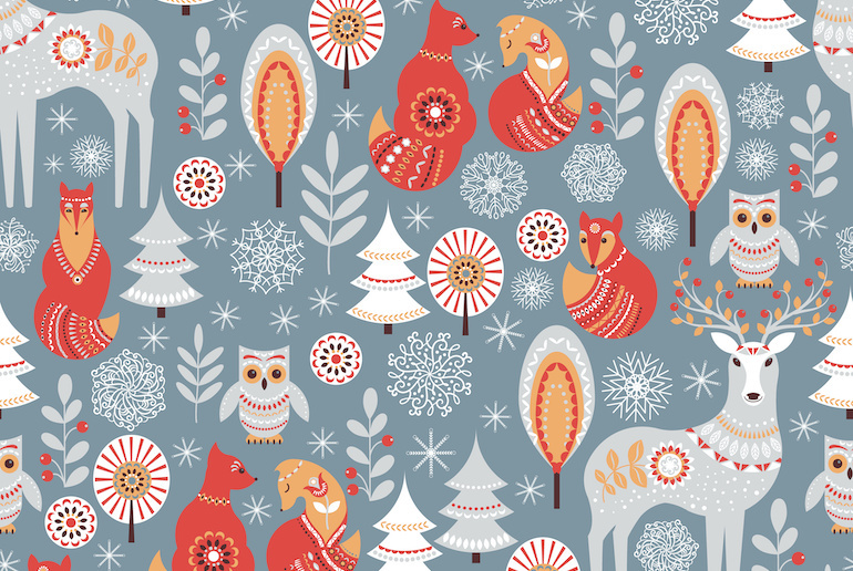 Scandinavian folk art often features nature and animals