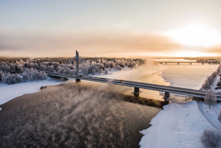 Visit the iconic Lumberjack's Candle Bridge in Rovaniemi in Finnish Lapland