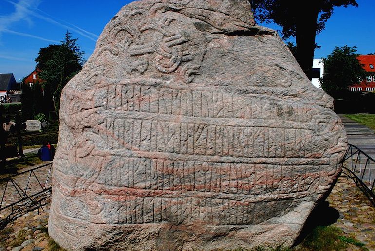 Denmark's Jelling Stones have Viking runes inscribed on them