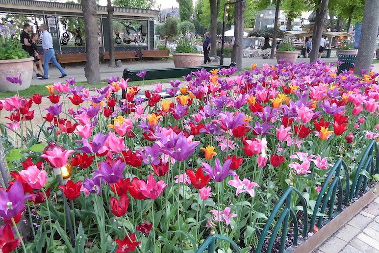 Tivoli Gardens in Copenhagen are known for their beautiful flowers and gardens.