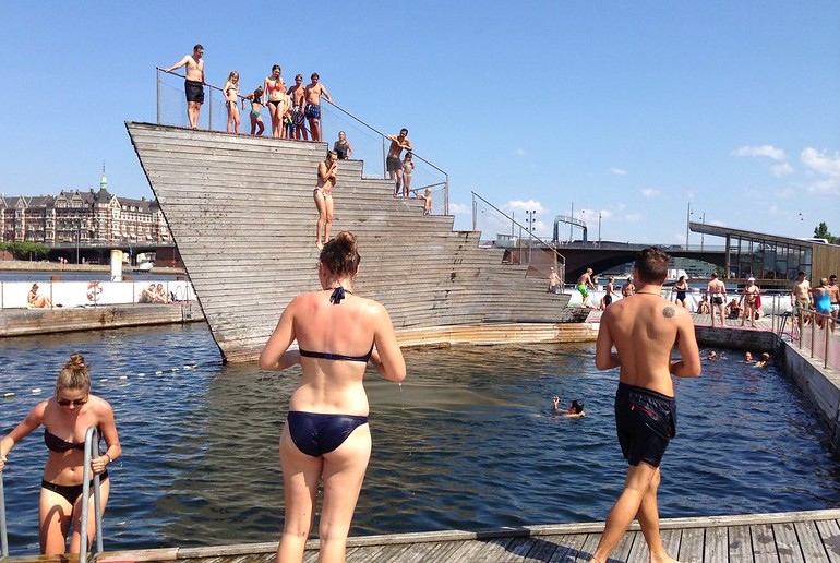 The Copenhagen harbour baths are a great place to cool off in the city in summer.