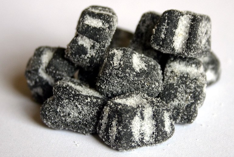 Salted licorice is a popular if unusual sweet from Scandinavia