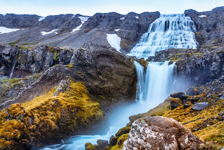 The Dynjandifoss waterfall is in Iceland's West Fjords.
