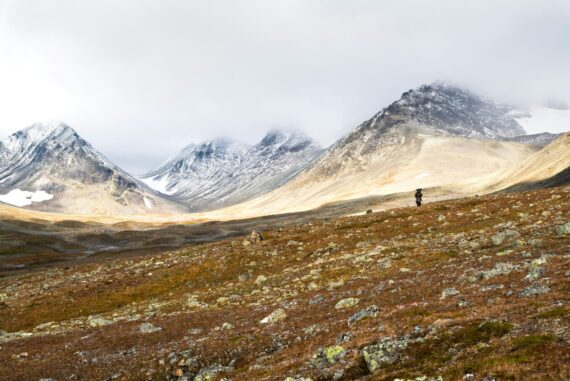 sunrise in Sarek, mountainous landscape in one of the national parks in Sweden