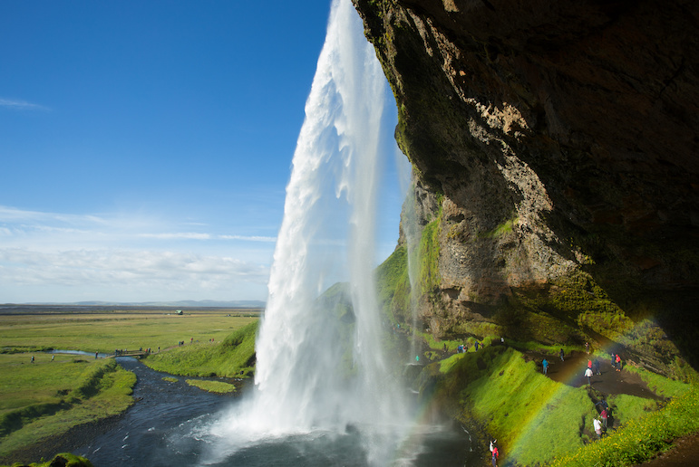 You can walk behind Seljalandsfoss waterfall in Iceland