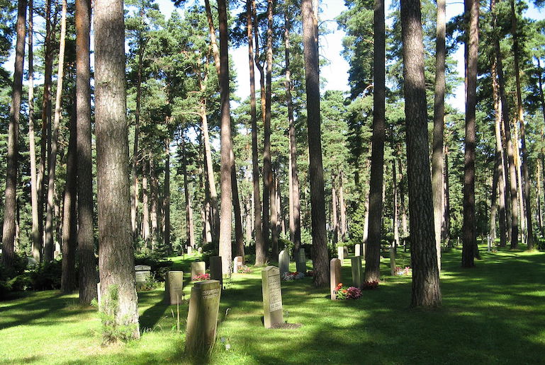 The Skogskyrkogården in Stockholm is a beautiful peaceful wood and cemetery