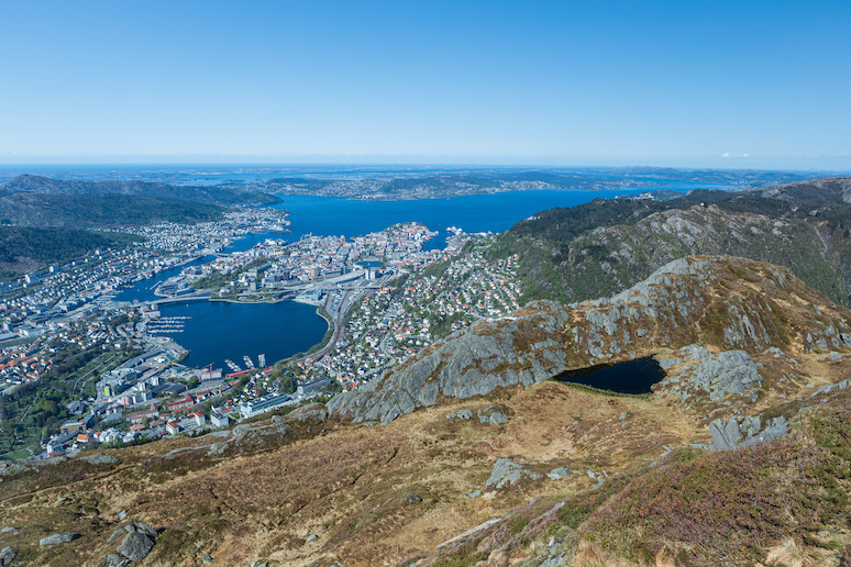 You can get great views of Bergen form the mountains surrounding it.