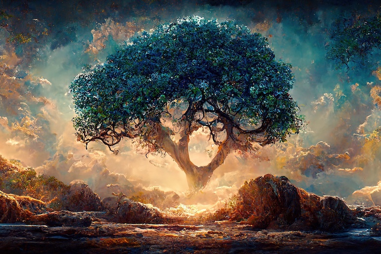 Yggdrasil is a symbolic tree that represents the interconnectedness of life in Norse mythology