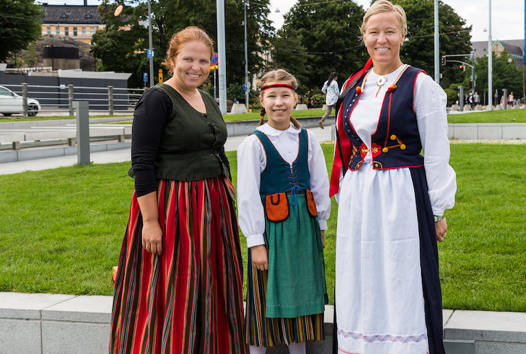 Finnish traditional costume is bright and colourful
