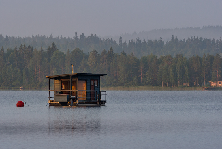 Floating saunas are popular in Finland.