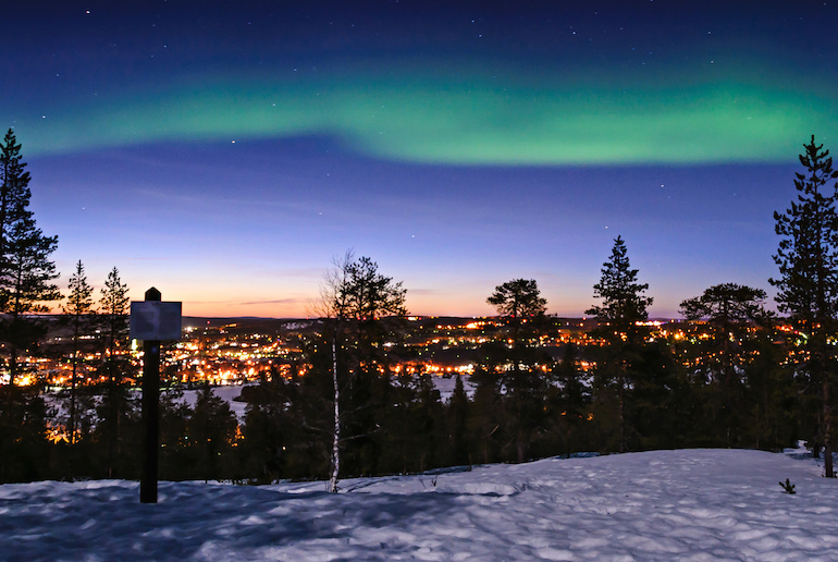 You don't have to walk far from Rovaniemi to see the nortthern lights