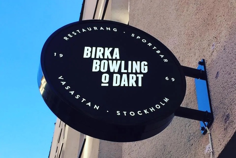 The Birka sports bar in Stockholm has a bowling alley attached.