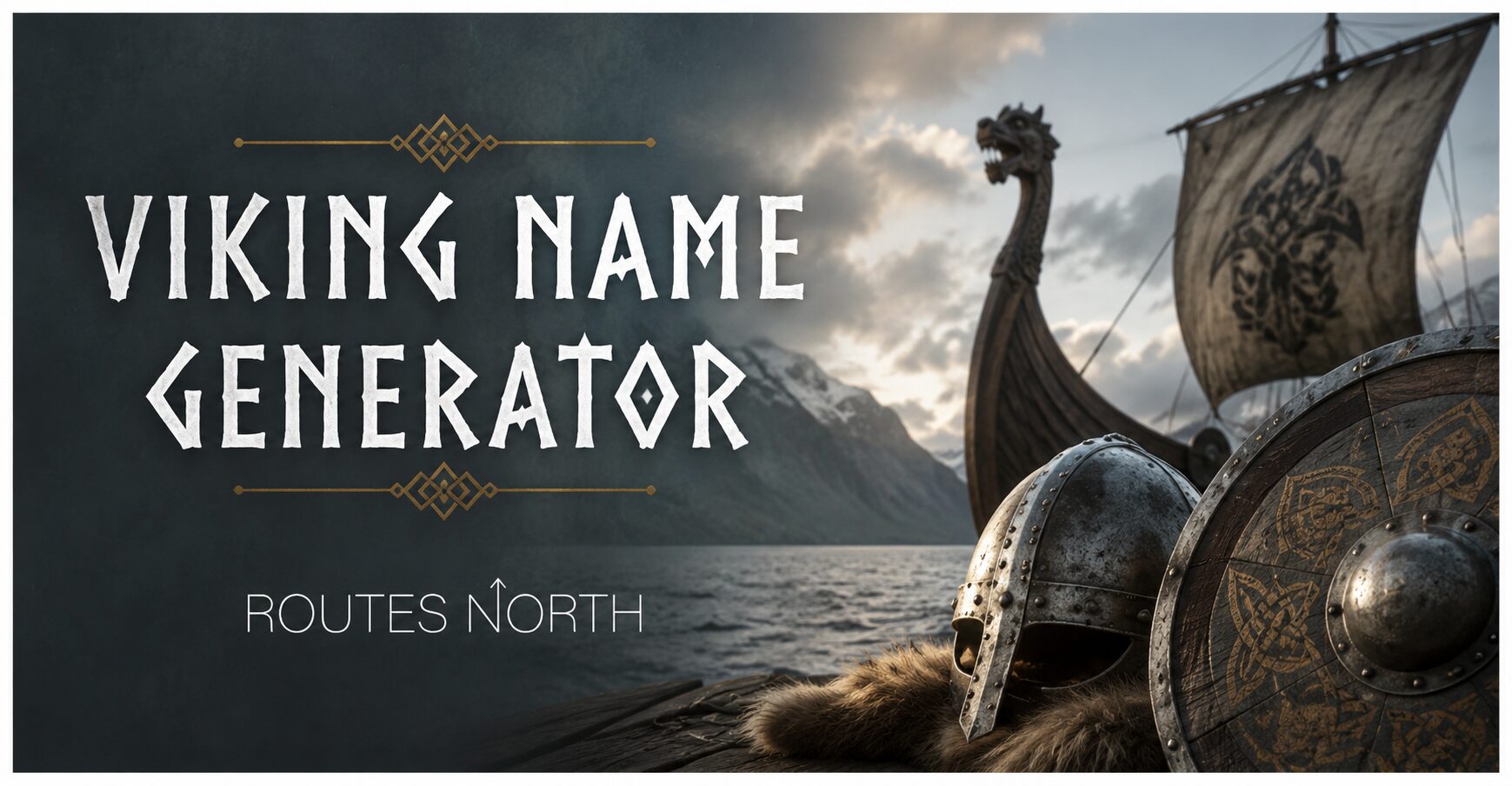 Viking Name Generator by Routes North, with ship and helmets