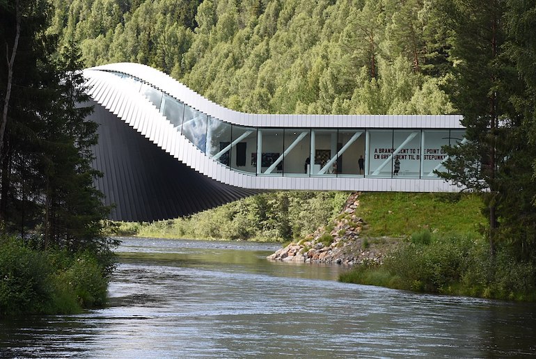 The Kistefos Museum has an amazing art gallery that doubles as a bridge