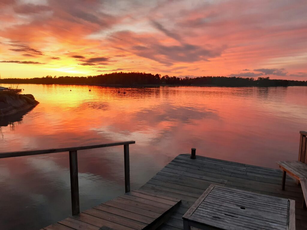 sunset over lake