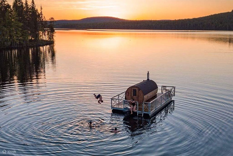 You can hire your own floating sauna in Rovaniemi