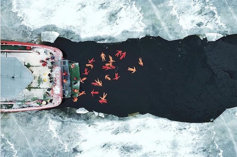 Go ice-floating in Sweden in winter.