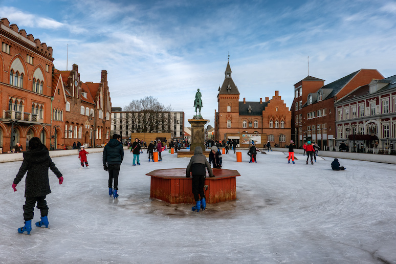 Go ice-skating in Denmark in winter.
