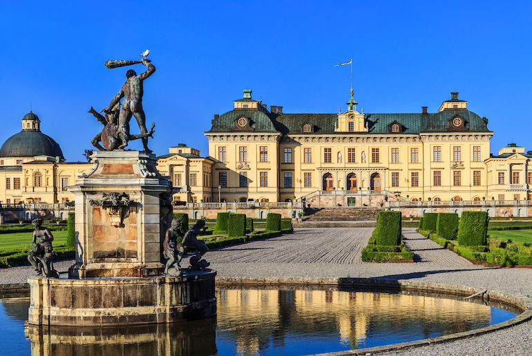 Drottningholm Palace is the private residence of the Swedish royal family in Stockholm.