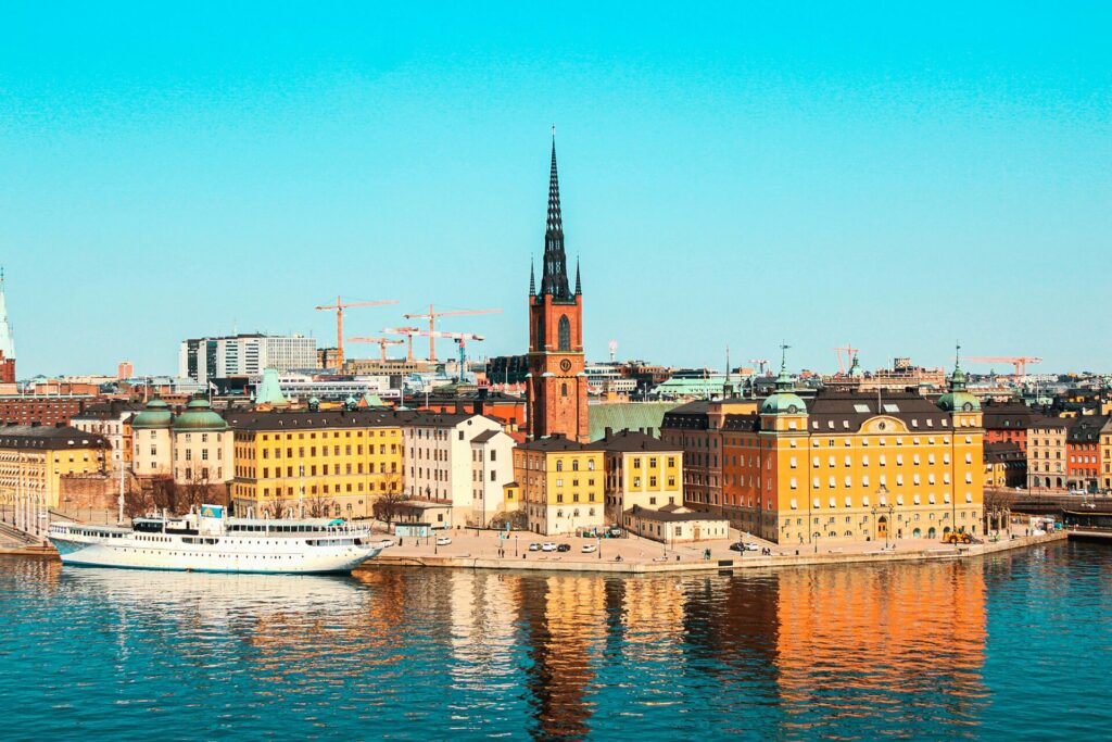 Stockholm skyline by the water