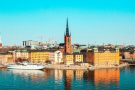 Stockholm skyline by the water