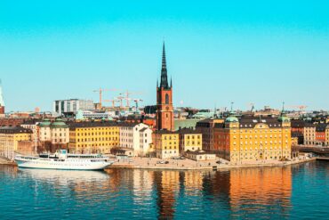 Stockholm skyline by the water