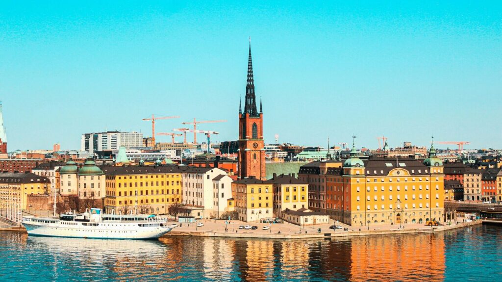 Stockholm skyline by the water